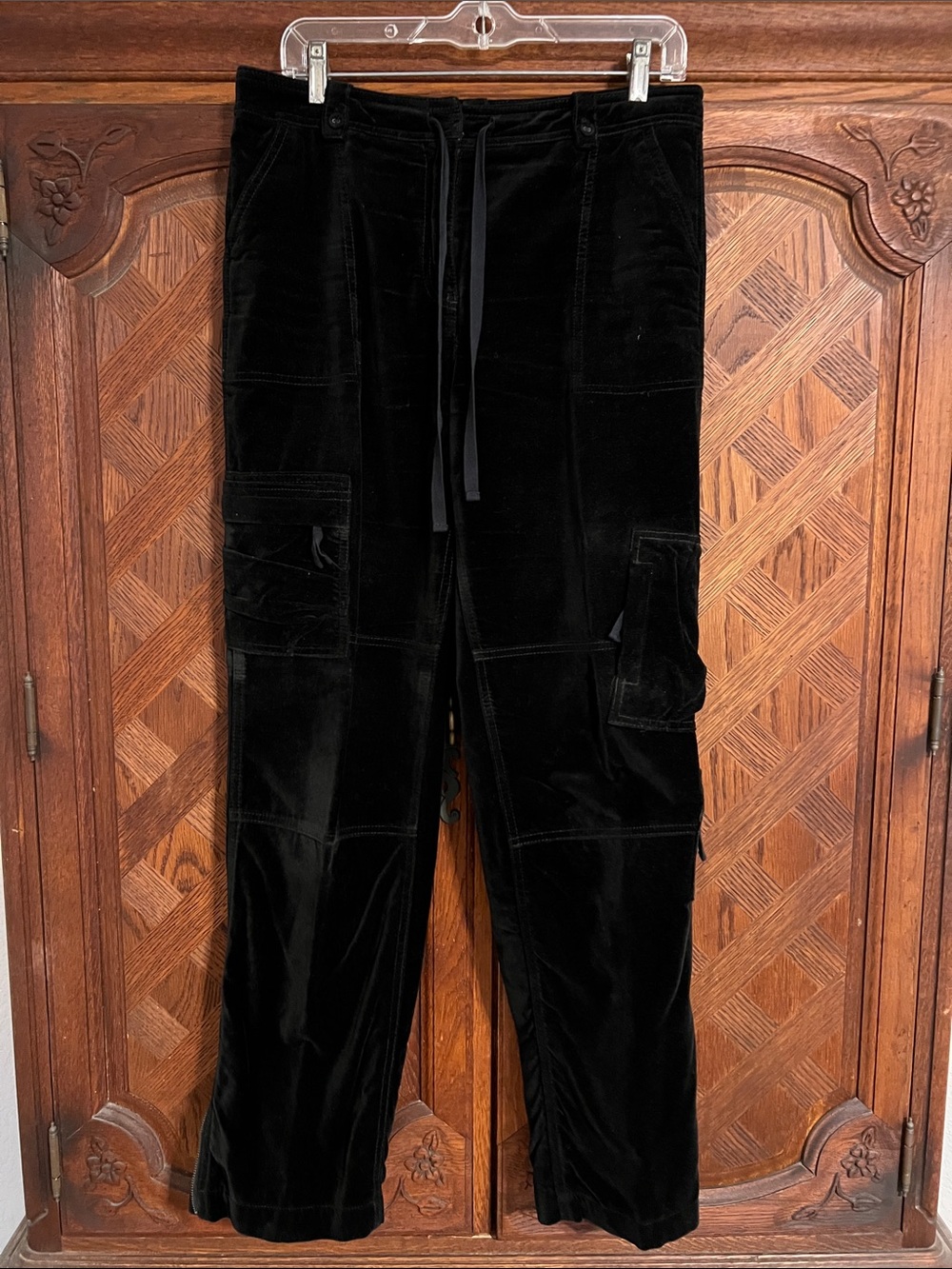 Sundance Black Velvet Straight-Leg Cargo Pants